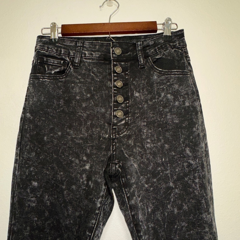 Hammer Jeans Los‎ Angeles Women Size 7 Black Acid Wash Skinny Button Fly Denim